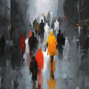 City Crowd Abstract Canvas Painting 12% off