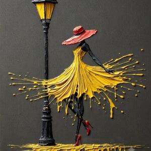 Yellow Splash Lady 3D Abstract Canvas Painting 15% off